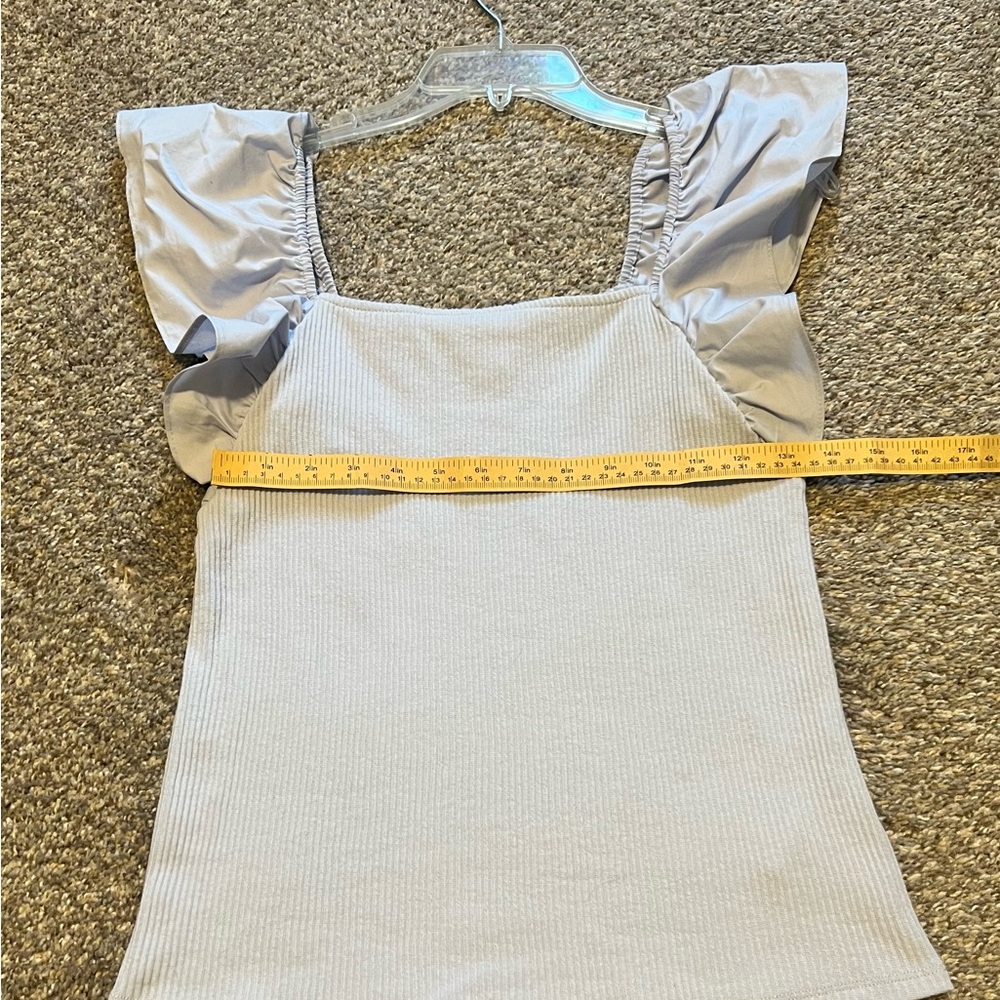 Light Perwinkle Ruffle Sleeve Blouse - Picture 6 of 7